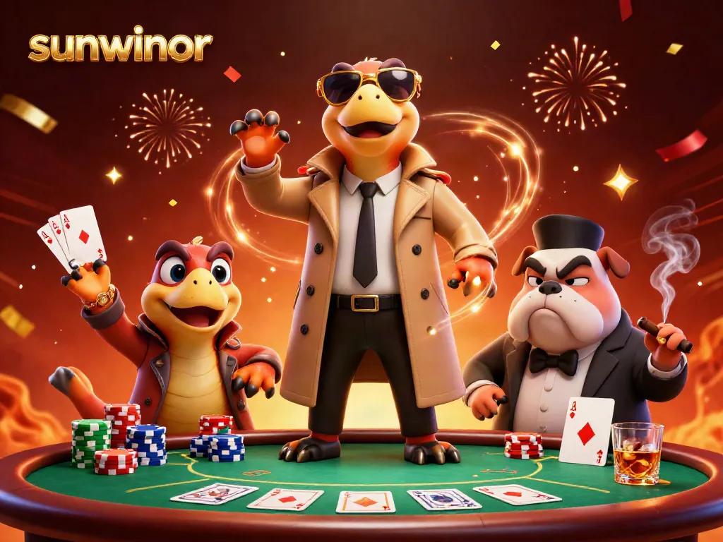 Experience the thrill of gambling with sunwinor's vibrant 3D casino scene featuring raptors in disguise.